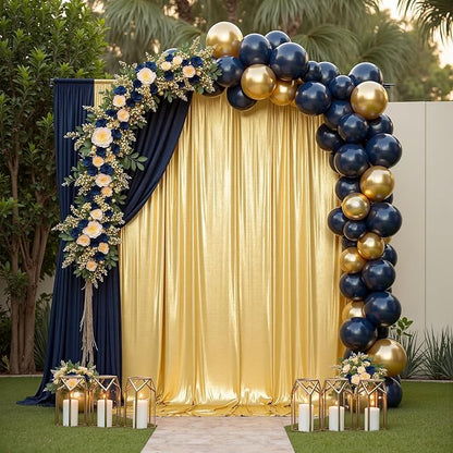 gogoparti 40x10FT Gold Sequin Backdrop Curtain - 8 Panels of 5x10FT Wrinkle-Free Glitter Drapes for Photography, Birthdays, Weddings & Graduations