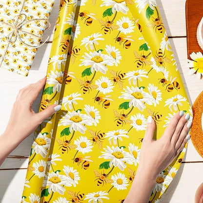 Jajajuegos 12 Sheets Bee Wrapping Paper Set - Yellow Black Bee Honeycomb Pattern - Gift Wrapping Paper for Winter Baby Shower, Birthday Party Decorations - 4 Designs, 20'' x 27''