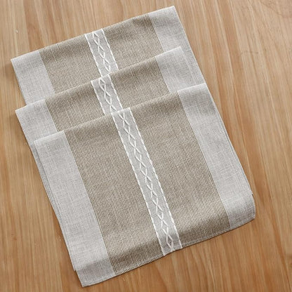Farmhouse Braided Striped Table Runner Rustic Embroidery Coffee Table Runners for Decorations Weddings Holiday Brown 13x90inch
