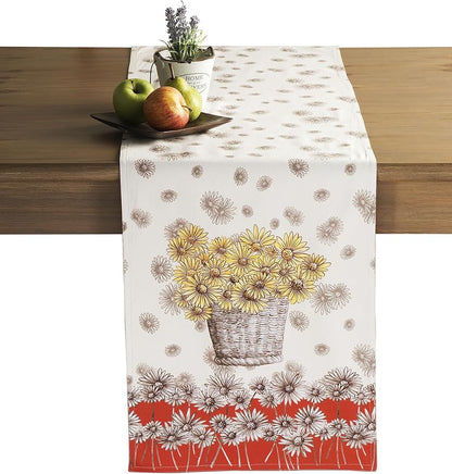 Maison d' Hermine Table Runner 100% Cotton Single Layer Table Runners 60 inches Long for Thanksgiving Christmas Decorations Home Kitchen Dining Party Wedding (Bagatelle, 14.5" x 60")