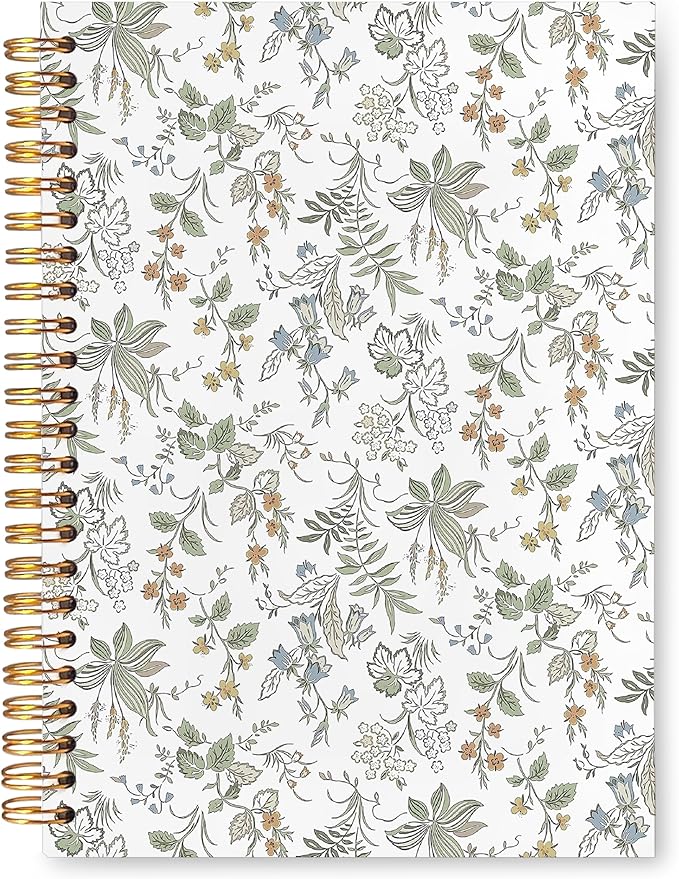 Rustic Floral Notebook, Nature Plant Journal, Cottagecore Flower Botanical Journals for Writing, Elegant Aesthetic Wildflower Hardcover Spiral Notebooks, 5.5x8.3 Inch