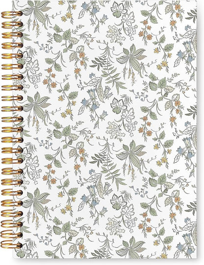 Rustic Floral Notebook, Nature Plant Journal, Cottagecore Flower Botanical Journals for Writing, Elegant Aesthetic Wildflower Hardcover Spiral Notebooks, 5.5x8.3 Inch