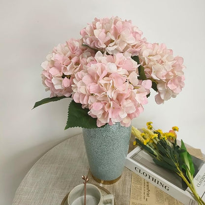 Hydrangea Artificial Flowers,Faux Hydrangea Flowers,Artificial Hydrangeas Flowers with Stems,Fake Hydrangeas,Silk Hydrangeas Flowers with Stems for Home Decor (10, Pink)