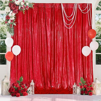 Red Backdrop Curtain for Wedding Parties: 4.8x8FT Chrstmas Curtains Backdrop Drapes for Graduation Birthday Photography Home Decoration