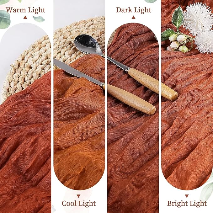 6 Pack Terracotta Cheesecloth Table Runner 10FT Long Boho Gauze Table Runner Rustic Sheer Runner for Wedding Bridal Baby Shower Birthday Party Table Decor Fall Thanksgiving Christmas Decor