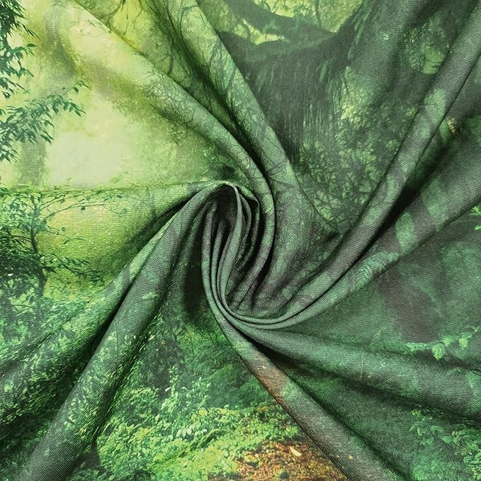 Riyidecor Jungle Rainforest Backdrop Fabric Polyester Spring Enchanted Nature Trees Green Dreamland Dirt Road Photography Background 7Wx5H Feet Decoration Props Party Photo Shoot Backdrop