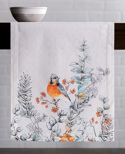 Maison d' Hermine Table Runner 100% Cotton Single Layer Table Runners 48 inches Long for Thanksgiving Christmas Decorations Home Kitchen Dining Party Wedding (Whitish Shabby Chique, 14.5" x 48")
