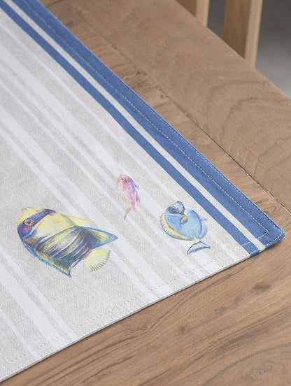 Maison d' Hermine Placemats Set of 4 100% Cotton Washable Cloth Place Mats, Reusable Table Mats for Kitchen Dining Decoration, Party, Wedding, Restaurant Spring/Summer (Poisson, 13" x 19")