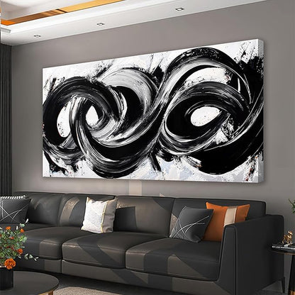 Abstract Wall Art Decor Wall Pictures for Living Room Abstract Canvas Art Wall Decor Large Black and White Wall Art Prints Oversized Minimalist Wall Art Decorations Bedroom Home Wall Art Decor 29" X 58"