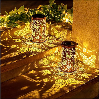 Christmas Gifts for Women Butterfly Solar Lanterns Outdoor Waterproof Hanging Solar Lights Butterfly Gifts for Women Men Metal Decorative LED Lanterns for Garden Decor,Yard,Patio,Lawn,Tabletop,Pathway