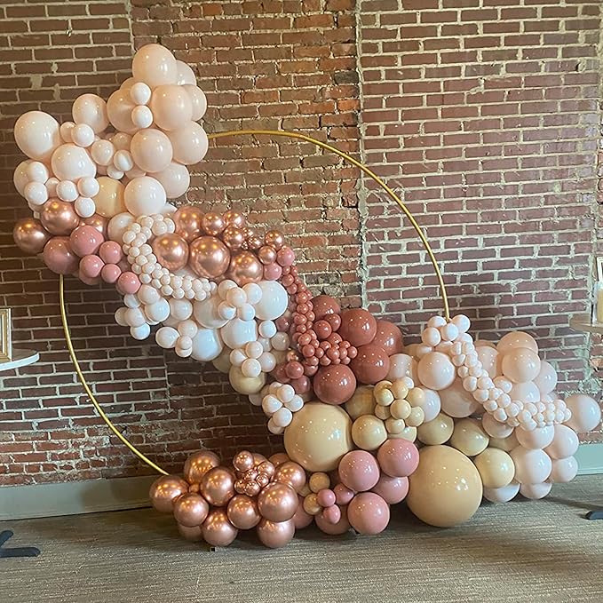 Togvu Blush Pink Balloons Different Sizes, 123 Packs Boho Pink Balloons, Pack of 18 12 10 5 Inch Retro Pink Balloons Garland Arch Kit for Boho Birthday Baby Shower Wedding Party Decoration