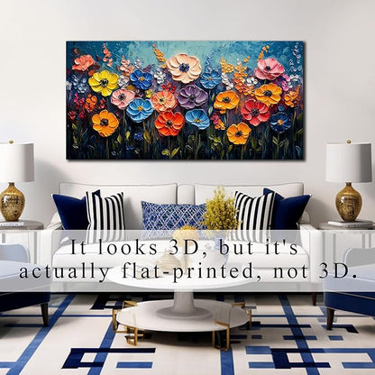 Flower Painting Wall Decor for Bedroom Teen Girl Colorful Paintings for Wall Floral Wall Art for Office Women 24 x 48 Inch