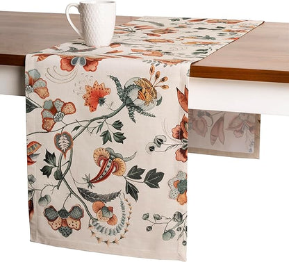 Maison d' Hermine Table Runner 100% Cotton Single Layer Table Runners 108 inches Long for Thanksgiving Christmas Decorations Home Kitchen Dining Party Wedding (Dalida, 14.5" x 108")