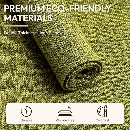 Blue Forest Placemats Set of 6, Dual-Layered Thickened Faux Linen Cloth Place Mats Heat Resistant Machine Washable Wrinkle Free Table Mats Indoor/Outdoor (Lime Green)
