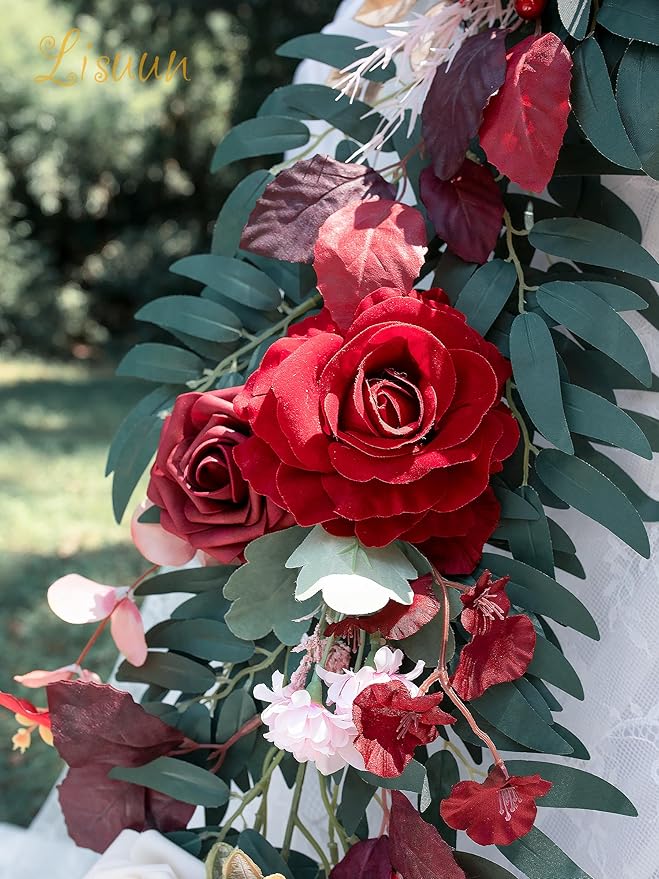 9FT Wedding Arch Flower Garland, Handmade Wedding Table Decorations,Head Table Floral Decor for Noble and Charming Wedding Ceremony