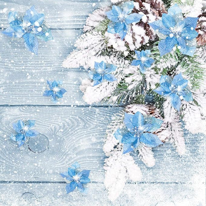 WILLBOND 36 Pieces Christmas Poinsettia Glitter Faux Flowers Christmas Artificial Flowers Tree Ornaments Topper Xmas Decorations(Blue)
