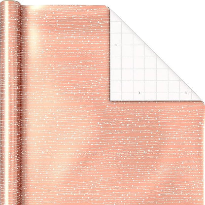 Hallmark Foil Wrapping Paper with Cut Lines on Reverse (3 Rolls: 60 Sq. Ft. Ttl) Rose Gold, Silver Trees, Gold Snowflakes for Winter Weddings, Graduations, Valentine's Day