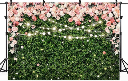 Riyidecor Flower Wall Backdrop Polyester Fabric Pink Rose Floral Blossom Leaves Spring 5Wx3H Feet Birthday Women Girls Photography Background Birthday Wedding Photo Studio Shoot