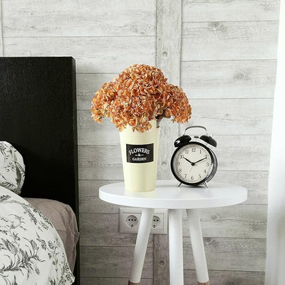 Fall Artificial Dried Hydrangea Flowers, Vintage Orange Dried Look, Faux Fall Flowers, Single Stem (Orange, 4pcs)