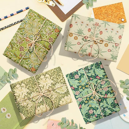 12 Sheets William Morris Wrapping Paper Set William Morris Gift Wrapping Paper 6 Design Green Vines and Flowers Pattern Paper for Flowers Themed Party Wedding Bridal Shower Baby Shower 20'' x 27''