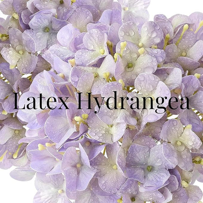 4 Pcs 20'' Real Touch Hydrangeas Artificial Hydrangeas Flowers Light Purple Faux Latex Lifelike Hydrangea for Kitchen Living Room Porch Home Decor Baby Shower Party Wedding Table Centerpiece