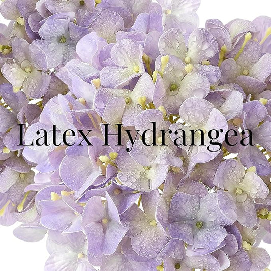 4 Pcs 20'' Real Touch Hydrangeas Artificial Hydrangeas Flowers Light Purple Faux Latex Lifelike Hydrangea for Kitchen Living Room Porch Home Decor Baby Shower Party Wedding Table Centerpiece
