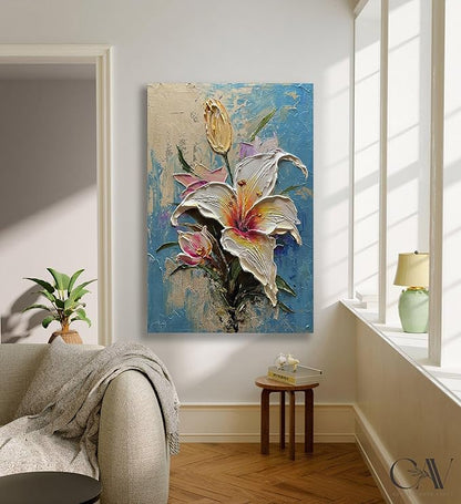 moshinart 24 x 36in Hand-Painted Oil Painting 3D Texture Black White Grey Modern Minimalist Black Abstract Wall Art, Home Office Wall Decoration Lily