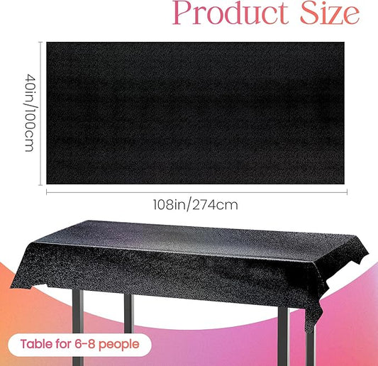 4 Pcs Black Holographic Laser Tablecloth Galaxy Space Table Cloth 40 * 108 Inch Shimmer Star TableCover for Halloween Birthday Graduation Neon Party Supplies Disposable Plastic Foil Table Decor