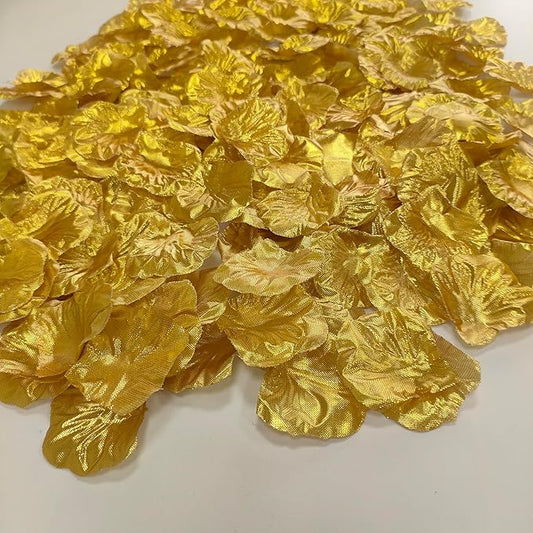 Separated 1500 PCS Artificial Gold Rose Petals for Romantic Night,Faux Gold Flower Petals for Flower Girl Weddings Valentine Day Party Romantic Decoration(Ready-to-use)