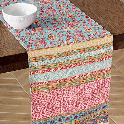 Maison d' Hermine Tablerunners 100% Combed Cotton Premium Table Runner Decorative Table Cover for Home, Kitchen, Dining, Parties & Camping, Lauris, Double Layer - (14.5"x108")