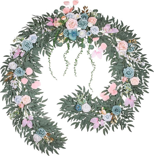9FT Wedding Arch Flower Garland, Handmade Wedding Table Decorations,Head Table Floral Decor for Noble and Charming Wedding Ceremony