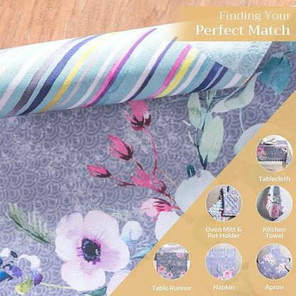 Maison d' Hermine Placemats Set of 4 100% Cotton Washable Cloth Place Mats, Reusable Table Mats for Kitchen Dining Decoration, Party, Restaurant Spring/Summer (Sweet Rose Lavender - Lush, 13" x 19")