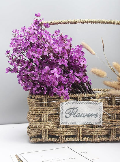 10pcs Babys Breath Artificial Flowers With Vase Gypsophila Bouquet Bulk Fake Spring Silk Flowers Real Touch Faux Floral for Home Bedroom Kitchen Garden Wedding Christmas DIY Decor (Purple)