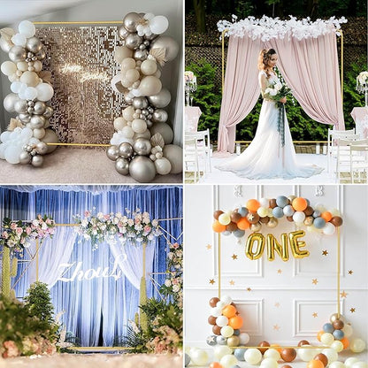 Metal Wedding Arch Backdrop Stand for Parties 6.6FT Gold Balloon Arch Square Frame Kit Pipe and Drape Stand Floral for Ceremony, Wedding, Baby Shower, Birthday Party, Flower Wall Decoration
