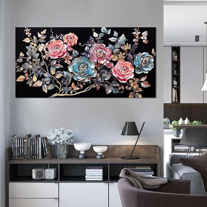 Flowers Canvas Wall Art for Office Colorful Prints Decor for Bedroom Wall Art for Living Room Large Size 29" x 58"