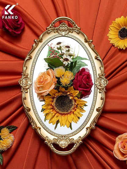 FANKO Artificial Flowers Light Orange Rose: Mixed Fake Silk Flowers Combo Red Rose Sunflower White Daisy Assorted Blooms for DIY Wedding Bridal Bouquets/Centerpieces/Home Decor