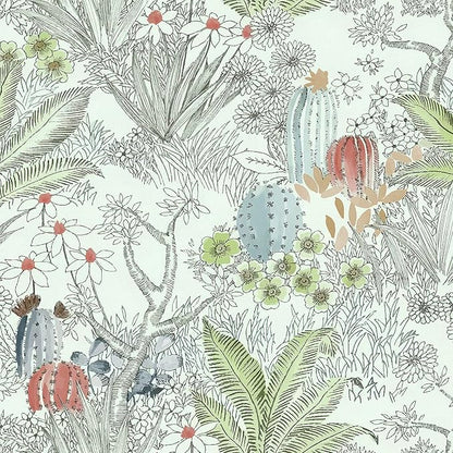 Wudnaye Boho Peel and Stick Wallpaper Catus Wallpaper 17.7" x 236.2"Vintage Floral Wallpapers Peel and Stick Botanical Removable Wall Paper Boho Self Adhesive Contact Paper for Bathroom Cabinets