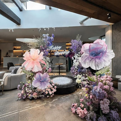 Large Artificial Flowers, 5.58ft Giant Standing Poppy Decorations, Handcrafted Huge Flowers for Wedding, Garden, Hotel, Office, Art Gallery, Photography Props & Shop Window Display (1, Purple)