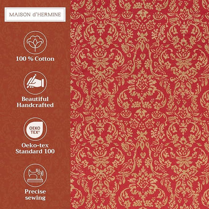 Maison d' Hermine Placemats Set of 4 100% Cotton Washable Cloth Place Mats, Reusable Table Mats for Thanksgiving Christmas Decorations Kitchen Dining Party Wedding Restaurant (Sofia, 13" x 19")