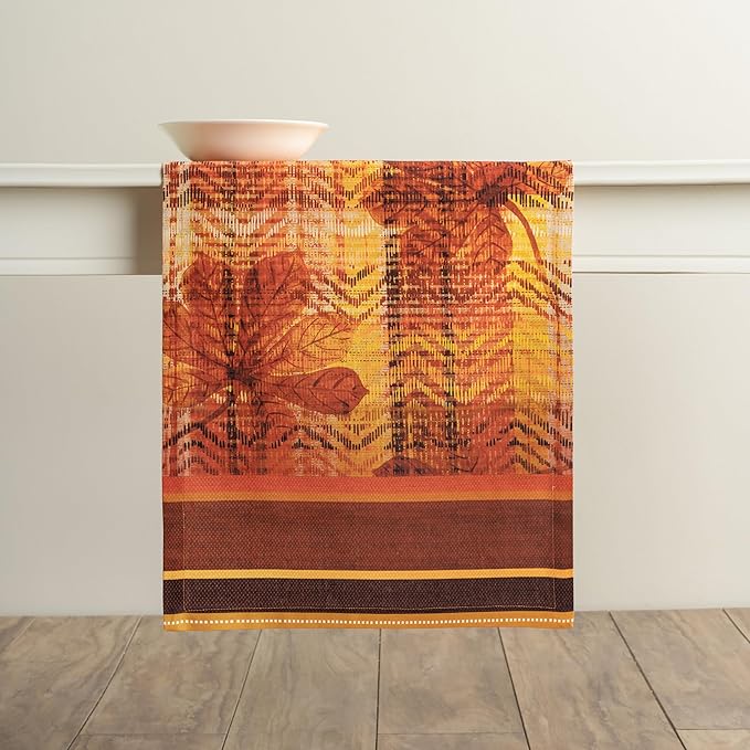 Maison d' Hermine Table Runner 100% Cotton Single Layer Table Runners 108 inches Long for Thanksgiving Christmas Decorations Home Kitchen Dining Party Wedding (Thanksgiving Tartan, 14.5" x 108")