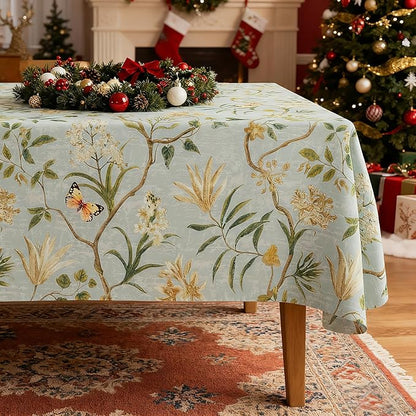 Square Table Cloth,100% Waterproof Tablecloth Oil Proof Spill Proof Vinyl Table Cloth, Wipe Clean Plastic Table Cover for Dining, Camping, Indoor and Outdoor 54" x 54",Leaves