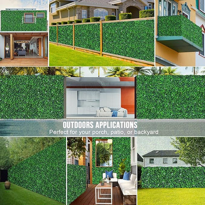 12PCS Grass Wall Panel with Flowers, 20x20inch Boxwood Panels, Grass Backdrop, Privacy Hedge Screen, UV Protected Wall Backdrop for Outdoor Garden and Indoor Home Wedding