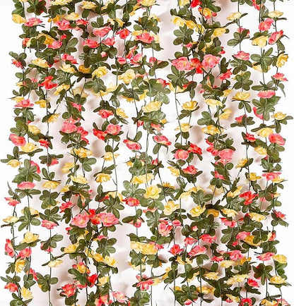 Miracliy 9Pcs 74FT Flower Garland Artificial Rose Arch Vines Fake Spring Floral Garland for Flower Wall Backdrop Wedding Mothers Day Garden Tea Party Decoration