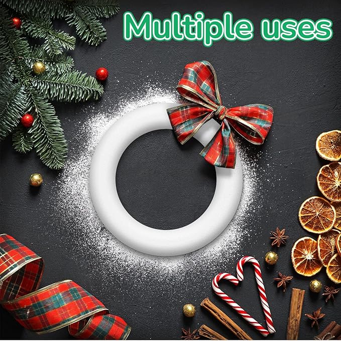 Juexica 48 Pcs 6 Inch Foam Wreath Forms for Crafts Foam Circles Ring Small Wreath Polystyrene Ring for Wedding Home Flower Projects DIY Arts Crafts Supplies Christmas Decorations