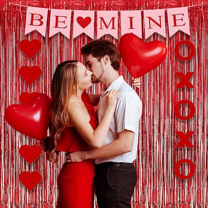 GREATRIL Red Fringe Curtains Party Streamers Backdrop Foil Tinsel Curtain Decoration for Stranger Theme Party Christmas Valentines Day Party 2 Pack