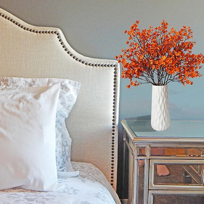 Mandy's Orange Artificial Baby’s Breath European Flowers 6 Bundles Silk Gypsophila with Bendable Stems for Fall Thanksgiving & Christmas Centerpiece Wedding Decor and Table Arrangements