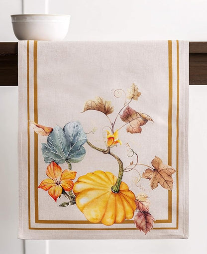 Maison d' Hermine Table Runner 100% Cotton Double Layer Table Runners 108 inches Long for Thanksgiving Christmas Decorations Home Kitchen Dining Party Wedding (Potiron, 14.5" x 108")