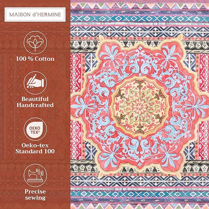 Maison d' Hermine Placemats Set of 4 100% Cotton Washable Cloth Place Mats, Reusable Table Mats for Thanksgiving Christmas Decorations Kitchen Dining Party Wedding Restaurant (Ispahan, 13" x 19")