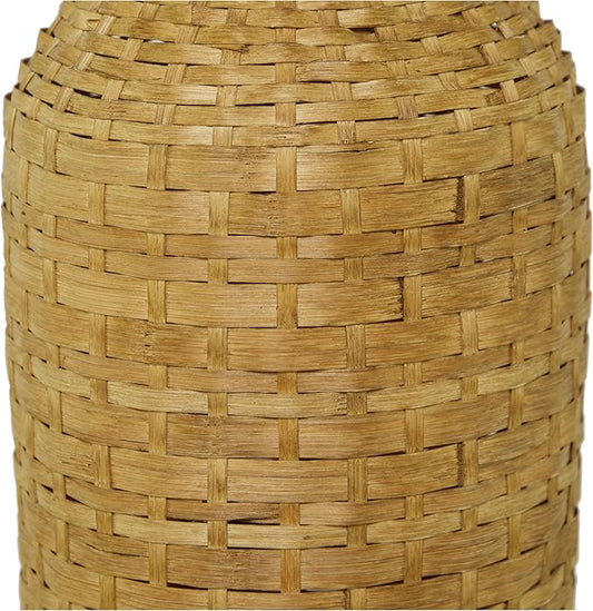 Deco 79 Bamboo Wood Decorative Vase Tall Woven Floor Centerpiece Vase, Flower Vase for Home Decoration 9" x 9" x 48", Brown