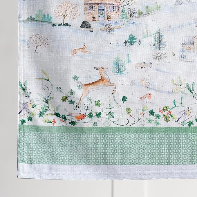 Maison d' Hermine Table Runner 100% Cotton Double Layer Table Runners 72 inches Long for Thanksgiving Christmas Decorations Home Kitchen Dining Party Wedding (Snowy World, 14.5" x 72")